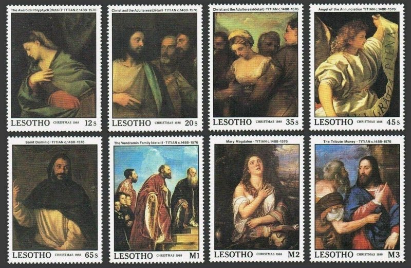 Lesotho 685-692,694,MNH.Michel 742-748,Bl.57. Christmas 1988.Titian,500th birth.