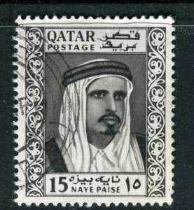 QATAR; 1961 early Pictorial issue fine used 15np. value