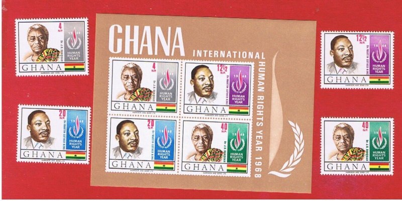 Ghana #348-351a  MNH OG   Human Rights  w/SS   Free S/H 