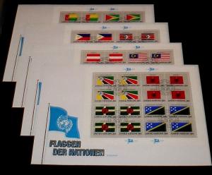 U.N. 1982, FLAG SERIES FULL SHEETS/16 ON 4 OVER SIZED COVERS, FDC NICE! LQQK!