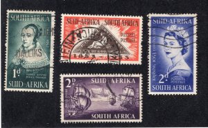 South Africa 1952-53 Group of 4 Commemoratives, Scott 116-117, 192-193 used