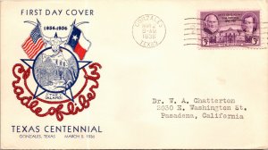 1936 MARCH 2 TEXAS #776 FIRST DAY LOU BREKER CACHET  ( Postal History ), 1936