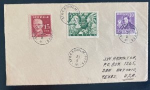 1940 Stockholm Sweden Cover To San Antonio TX Usa