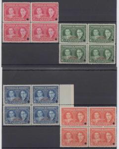 HONDURAS 1933 CARIAS Sc 318-321 FULL SET BLOCKSx4 PERF PROOFS + SPECIMEN MNH 