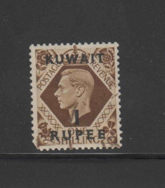 KUWAIT #79  1948 1r on 1sh  KING GEORGE VI SURCHARGED MINT  VF NH  O.G  aa