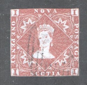 NOVA SCOTIA #1, F/VF, Used, Light Cancel, Blue Paper, CV $500.00   ....  4590001