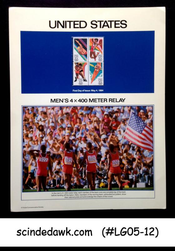 UNITED STATES USA - 1984 OLYMPIC MENS 4 X 400 M RELAY PANEL MNH