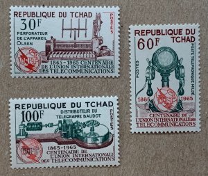 Chad 1965 ITU technology, MNH.  Scott 112-114, CV $3.55