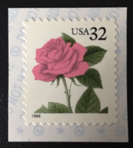 United States #2492  32¢ Pink Rose.  Self-adhesive. MNH