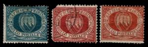 1877-99 San Marino #7,9 & 20 Coat of Arms - New & Used - VF - CV$33.50 (E#1961)