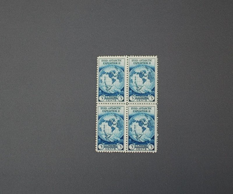 753, Byrd, Mint Block of 4, CV $38.00