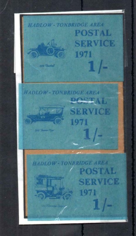 1971 STRIKE POST: HADLOW-TONBRIDGE AREA 1/- STRIP OF 3 