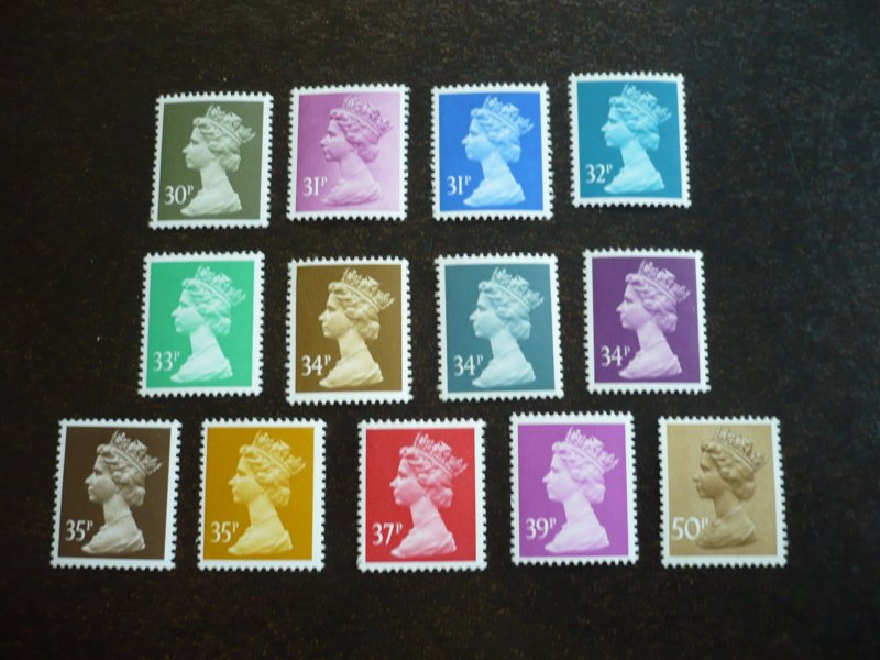 Stamps-G Britain-Scott#MH141-143,145,146,149,151-159-MNH Part Set of 13 Machin