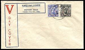 Zanzibar 222-223, FDC, Victory of Allied Nations in World War II