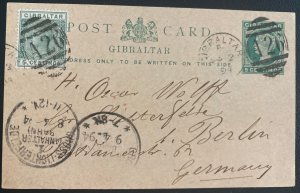 1894 Gibraltar Postal Stationery Postcard Cover To Berlin Germany