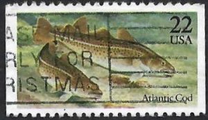 United States #2206 22¢ Fish - Atlantic Cod (1986). Used.