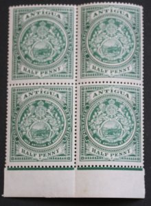 Antigua 1908 Halfpenny block of four SG 41 u/mint