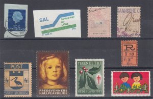 Netherlands, 8 different MLH Cinderellas, Local, Seals, Revenues, Cut Squares.