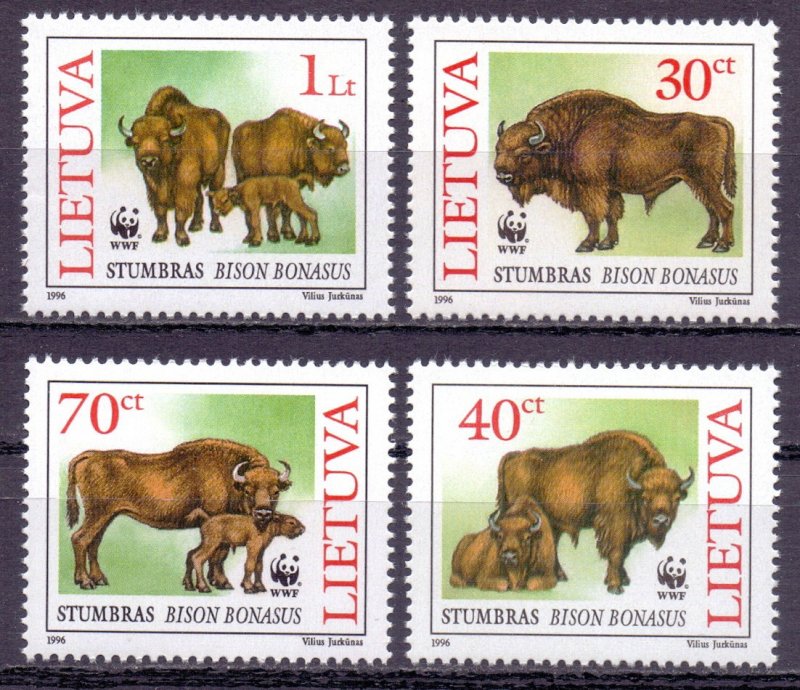 Lithuania. 1996. 599-602. WWF bison fauna. MNH.