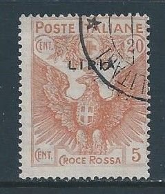 Libya #B3 Used 20c+5c Italian Eagle Issue Ovptd. Libia