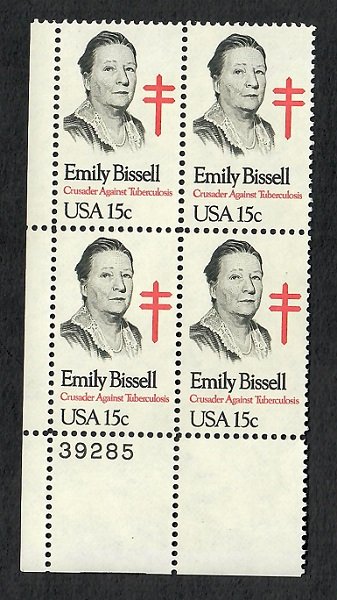 1823 Emily Bissell MNH Plate Block LL