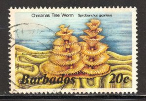 Barbados Scott 645a Used H - 1987 20c Christmas Tree Worm 1987 - SCV $8.00