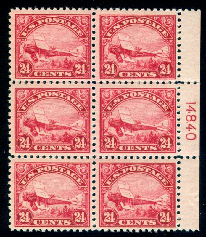 MOMEN: US STAMPS #C6 PLATE BLOCK MINT OG 4NH/2H LOT #70120