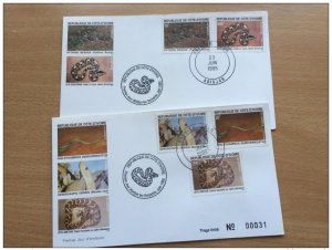 1995 Ivory Coast Mi. 1135-1139 FDC Serpents Snakes Reptile Snakes-