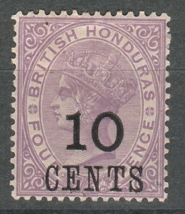 BRITISH HONDURAS 1888 QV 10C ON 4D LARGE NUMERAL