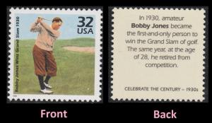 US 3185n Celebrate the Century 1930s Bobby Jones 32c single MNH 1998