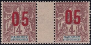 Dahomey 1912 SC 33b Var MNH Pair Wide Spacing 