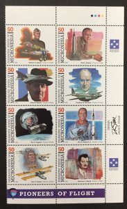 Micronesia 1995 #210 Block of 8, Pioneers of Flight, MNH(see note).