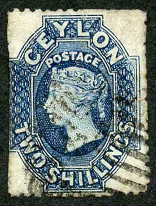 Ceylon SG72 2/- Steel-blue Wmk Crown CC Used