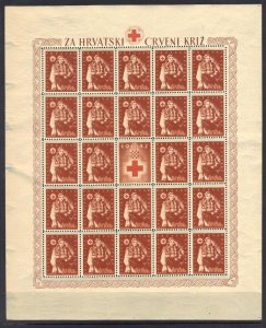 CROATIA 1940s COLL OF 54 MINT W/14 IMPERF & 1 IMPERF BETWEEN SET OF 3 & FULL SHT