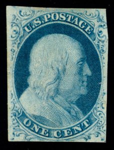 MOMEN: US STAMPS #9 UNUSED 26R1E SOUND CAT. $260