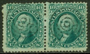 EDW1949SELL : USA 1868 Scott #89 Pair, Used. Bullseye cancel. Fresh. Cat $700.00