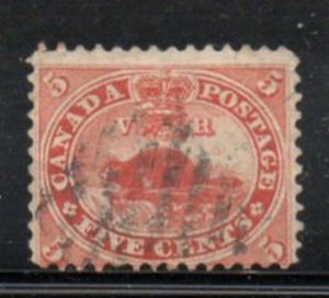 Canada Sc 15 1859 3 cvermilion Beaver stamp used