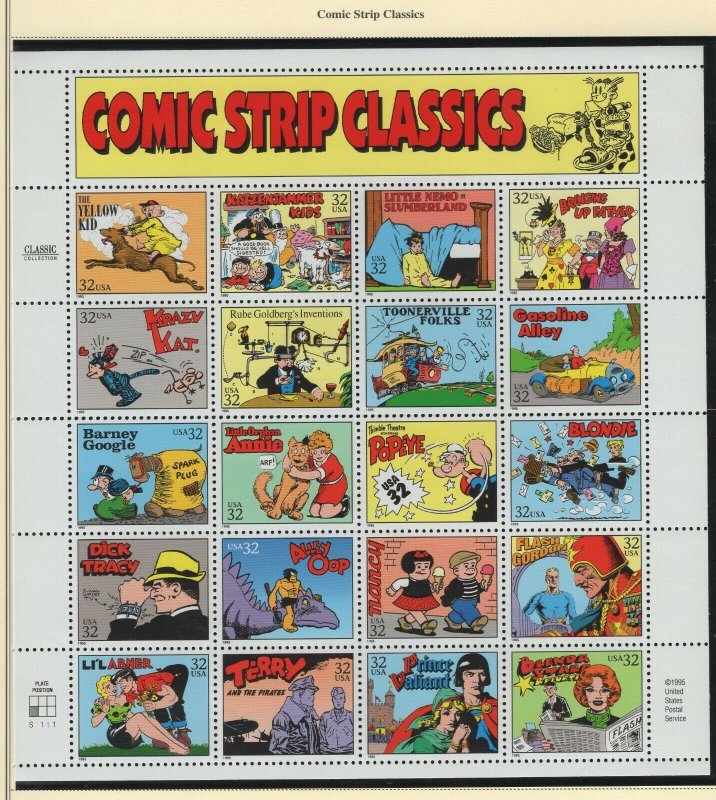 Scott 3000 - Comic Strip Classics. Sheet Of 20.  MNH. OG.   #02 3000s20