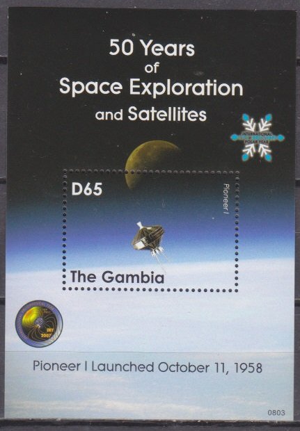 2008 Gambia 5965/B768 50 years of the launch of the Pioneer I satellite 