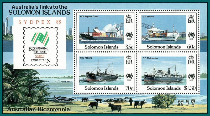 Solomon Islands 1988 Australia Bicentenary, Sydpex, MS MNH #621a,SGMS630