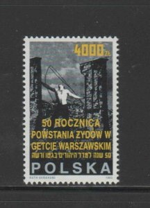 POLAND #3151  1993 WARSAW GHEET UPRISING 50TH ANNIV.     MINT VF NH  O.G