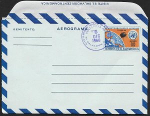 El SALVADOR Aerogramme 35¢ Earth & Satellite 1968 San Salvador cancel!