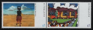 Australia 2003 MNH Sc 2149a $1 Ned Kelly by Nolan, Family Home by Arkley Pair