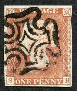 1841 Penny Red (SH) Plate 18 Fine Four Margins