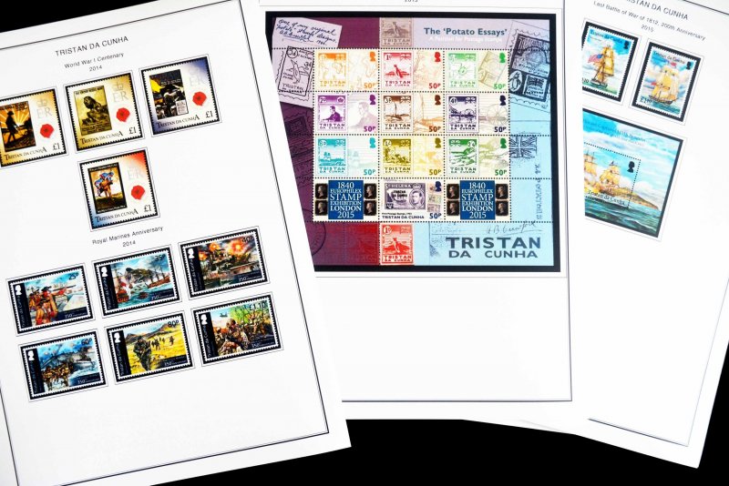 COLOR PRINTED TRISTAN DA CUNHA 2011-2020 STAMP ALBUM PAGES (45 illustr. pages)