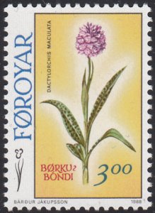 Faroe Islands 1988 MNH Sc #170 3k Dactylorchis maculata Flowers
