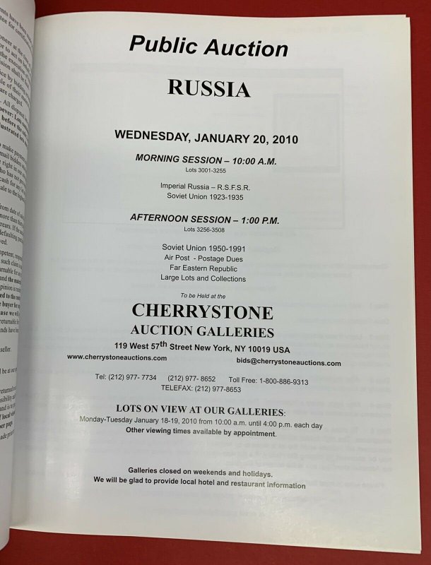 Russia Specialized - Imperial Russia & Soviet Union, Cherrystone, Jan. 20, 2010