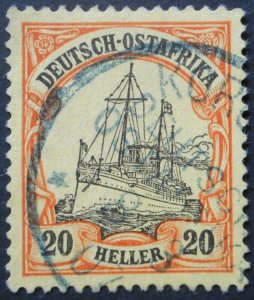 German East Africa 1905 Twenty Heller (no wmk) with KOROGWE in blue postmark