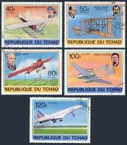 Chad C232-C236,C237,CTO.Michel 823-827,Bl.72. History of Aviation,1978.