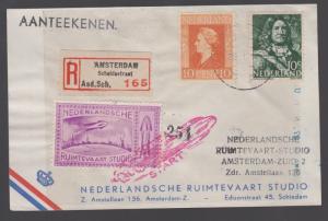 1946 Netherlands Rocket Mail Cover with Cinderella stamp and space ship drawing